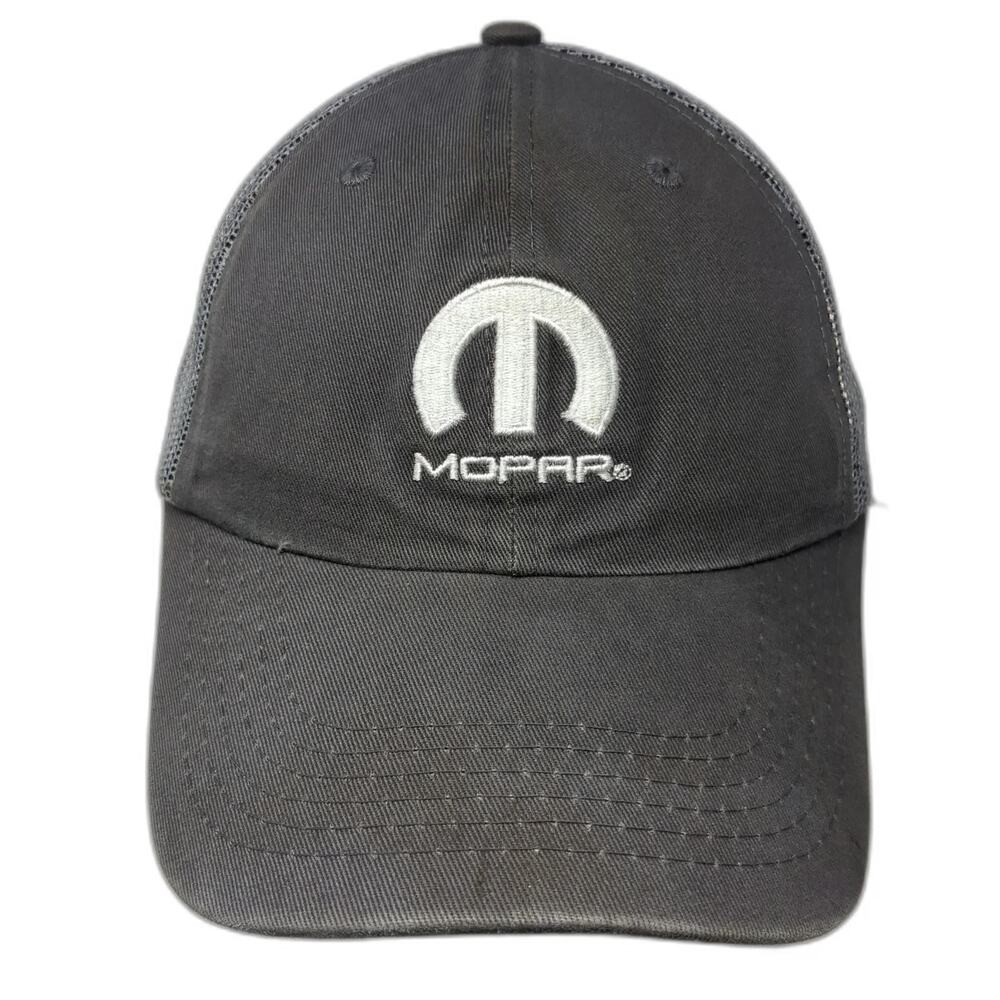 Mopar Baseball Cap Gray One Size Mesh Back Strapback Embroidered Logo Hat